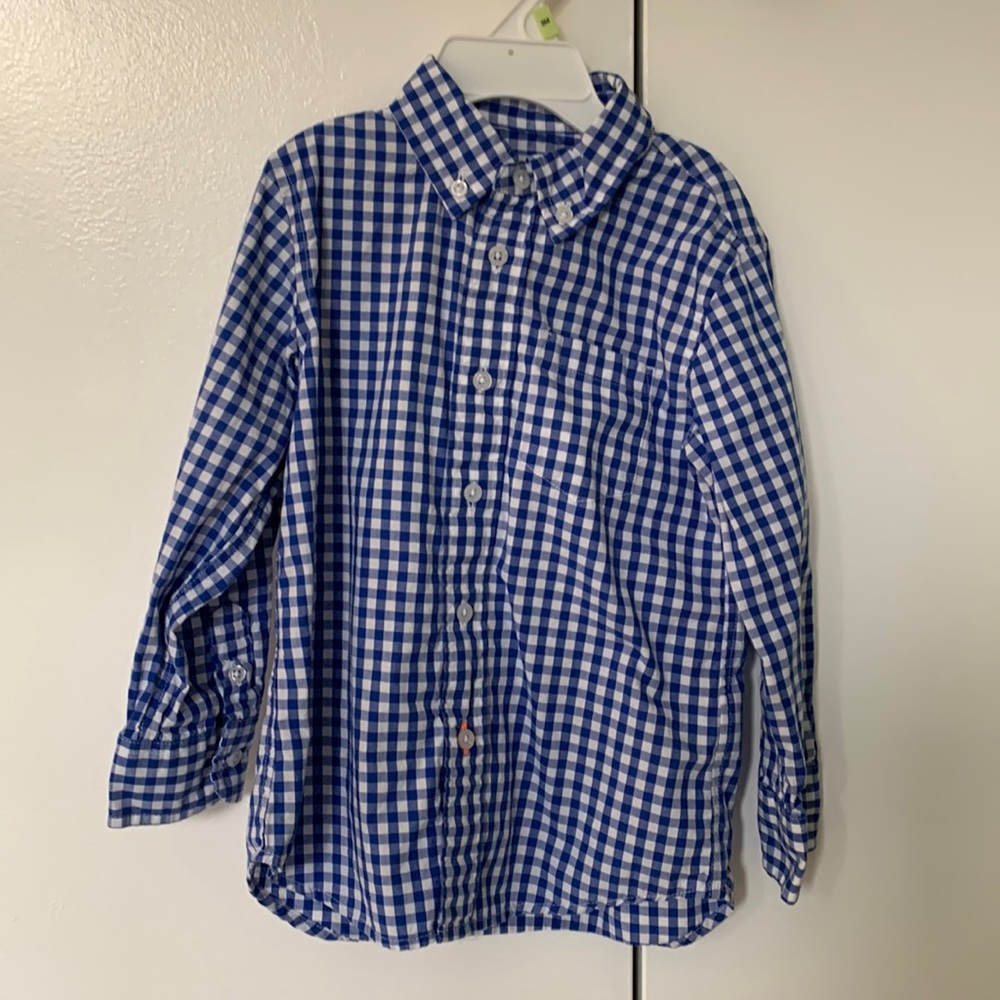 Crewcuts j crew children gingham check long sleeve button down Oxford shirt 2t